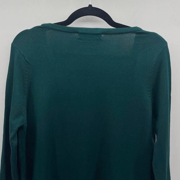 MAK Sweater Cardigan Womens 1X Dark Teal Green V Neck Button Up Lightweight - Picture 4 of 7